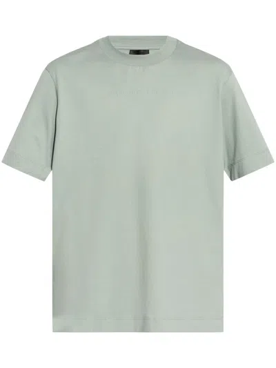 Emporio Armani Logo-embossed T-shirt In Blue/silver Tone