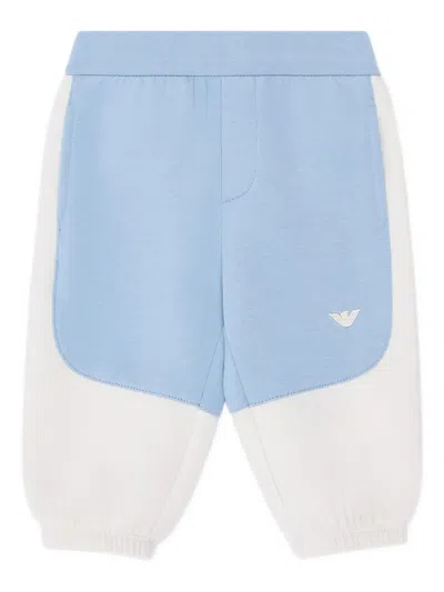 Emporio Armani Babies' Logo-embossed Trousers In Blue