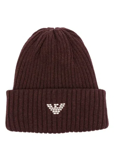 EMPORIO ARMANI LOGO-EMBROIDERED BEANIE