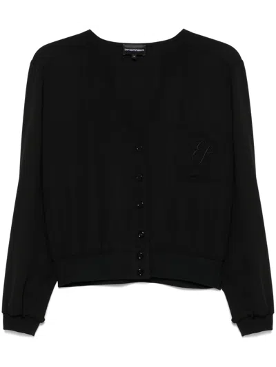 Emporio Armani Logo-embroidered Blouse In 黑色