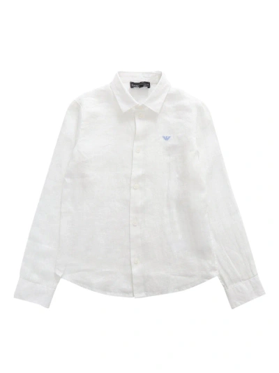 Emporio Armani Kids' Logo Embroidered Buttoned Shirt In White
