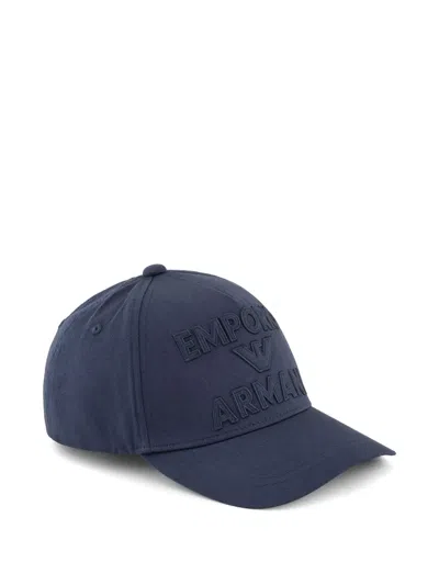 Emporio Armani Baseball Cap With Embossed Logo Embroidery In Blue