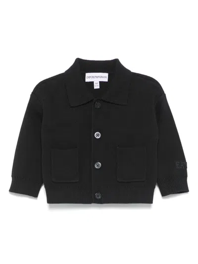 Emporio Armani Babies' Logo-embroidered Cardigan In Blue