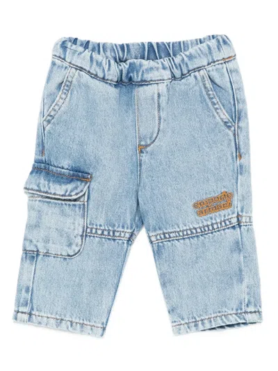 Emporio Armani Babies' Logo-embroidered Cargo Trousers In Blue