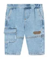 Emporio Armani Logo-embroidered Cargo Trousers In Blue