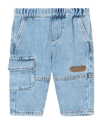 Emporio Armani Logo-embroidered Cargo Trousers In Blue