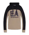 Emporio Armani Logo-embroidered Colour-block Hoodie In Nude
