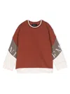Emporio Armani Logo-embroidered Colour-block Sweatshirt In Brown
