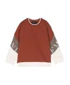 Emporio Armani Logo-embroidered Colour-block Sweatshirt In Brown