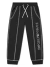 Emporio Armani Logo-embroidered Cotton-blend Pants In Black