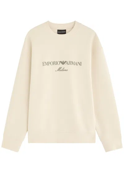 EMPORIO ARMANI EMPORIO ARMANI LOGO-EMBROIDERED COTTON-BLEND SWEATSHIRT