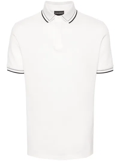 Emporio Armani Logo-embroidered Cotton Polo Shirt In Nude