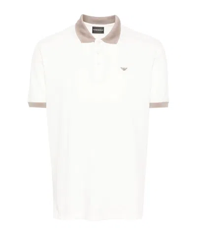 Emporio Armani Logo-embroidered Cotton Polo Shirt In White