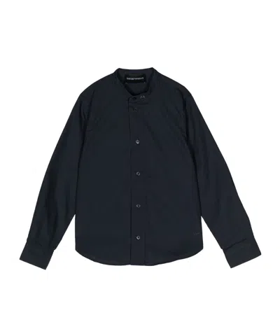 Emporio Armani Kids' Logo-embroidered Cotton Shirt In Black
