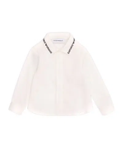 Emporio Armani Logo-embroidered Cotton Shirt In White