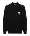 Emporio Armani Logo-embroidered Cotton Sweatshirt In Black