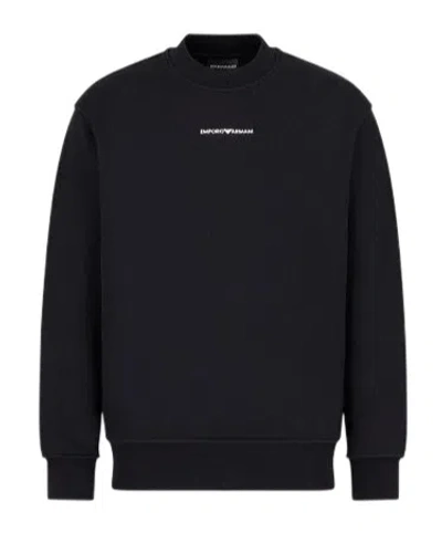 Emporio Armani Logo-embroidered Cotton Sweatshirt In Black