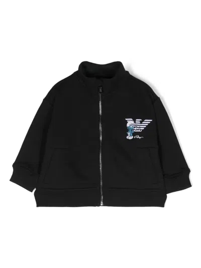 Emporio Armani Kids' Logo-embroidered Cotton Sweatshirt In Blue