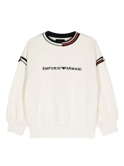 Emporio Armani Kids' Logo-embroidered Cotton Sweatshirt In White