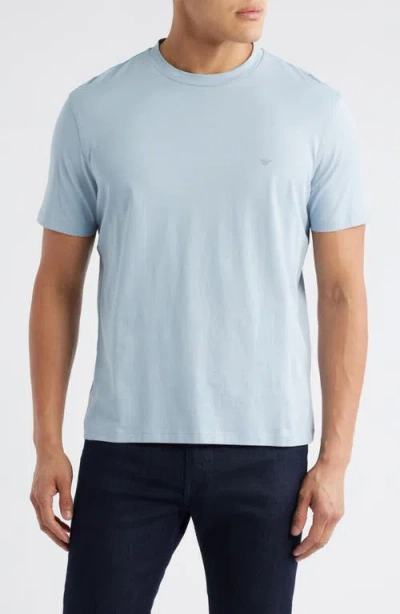 Emporio Armani Logo Embroidered Cotton T-shirt In Blue