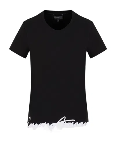 Emporio Armani Logo-embroidered Cotton T-shirt In Black