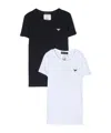 Emporio Armani Logo-embroidered Cotton T-shirt (set Of Two) In White