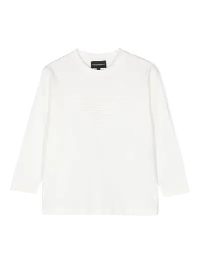 Emporio Armani Kids' Logo-embroidered Cotton T-shirt In White