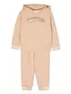 Emporio Armani Logo-embroidered Cotton Tracksuit Set In Neutrals
