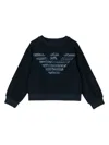 Emporio Armani Logo-embroidered Crew-neck Sweatshirt In Blue