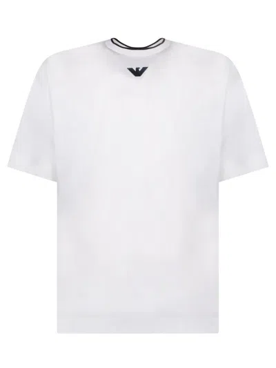 Emporio Armani Logo Embroidered Crewneck T-shirt In White
