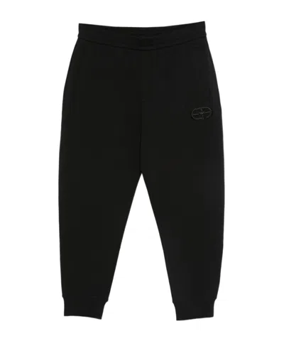 EMPORIO ARMANI LOGO-EMBROIDERED CUFFED TRACK PANTS
