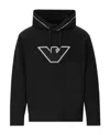 Emporio Armani Logo-embroidered Stretch-cotton Hoodie In Black