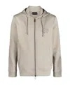 Emporio Armani Logo-embroidered Drawstring Hoodie In Nude