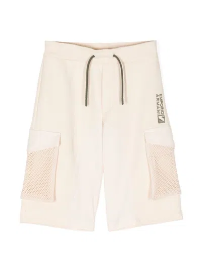 Emporio Armani Kids' Logo-embroidered Drawstring Shorts In White