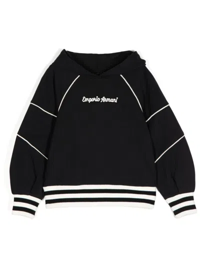 Emporio Armani Kids' Logo-embroidered Hoodie In Blue
