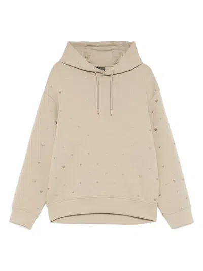 Emporio Armani Logo-embroidered Hoodie In Brown