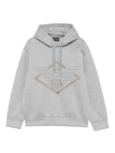 Emporio Armani Logo-embroidered Hoodie In Gray