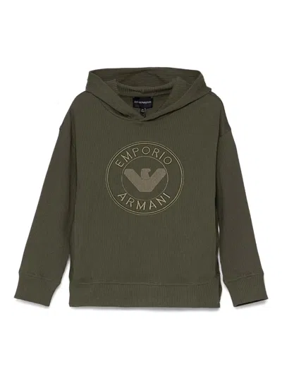 Emporio Armani Kids' Logo-embroidered Hoodie In Green