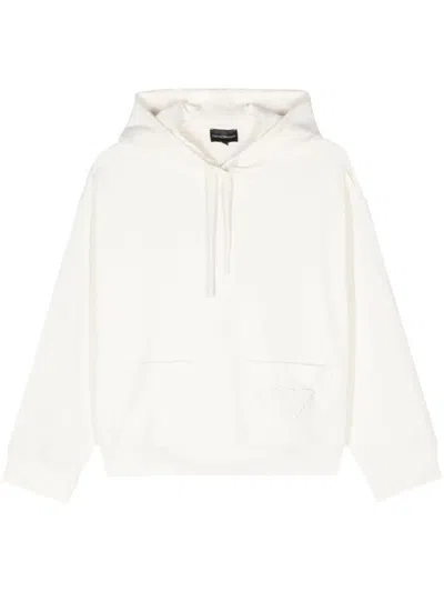 Emporio Armani Logo-embroidered Hoodie In White