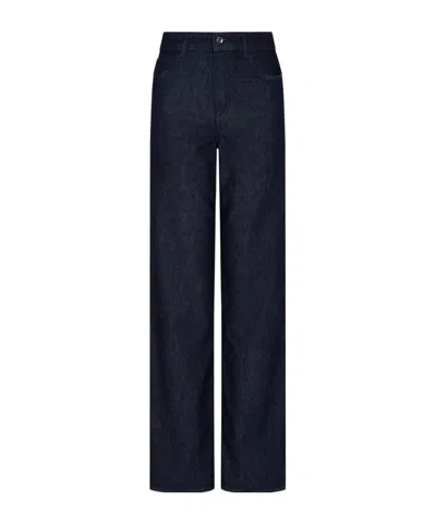 Emporio Armani Logo-embroidered Jeans In Blue