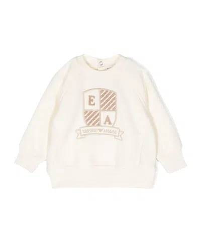 Emporio Armani Logo-embroidered Jersey Sweatshirt In White