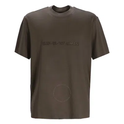 Emporio Armani Logo Embroidered Lyocell-blend T-shirt In Green