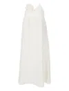 Emporio Armani Logo-embroidered Maxi Dress In Natural