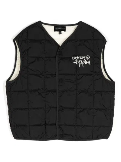 Emporio Armani Kids' Logo-embroidered Padded Jacket In Black
