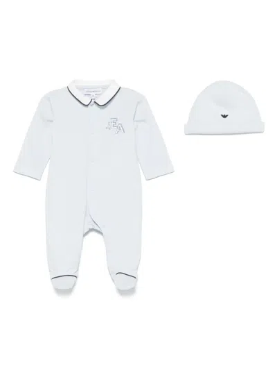 Emporio Armani Babies' Logo-embroidered Pajamas In Blue