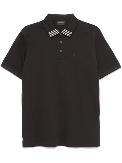Emporio Armani Logo-embroidered Polo Shirt In Blue