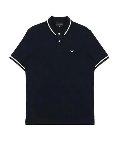 Emporio Armani Logo Embroidered Polo Shirt In Black