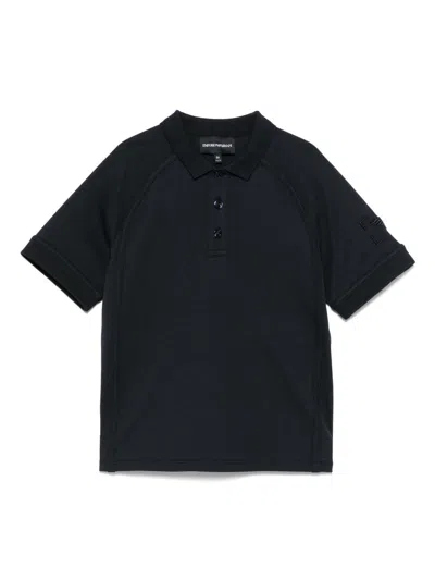 Emporio Armani Kids' Logo-embroidered Polo Shirt In Blue