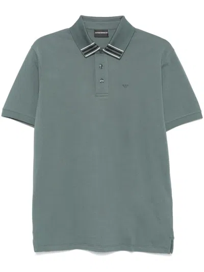 Emporio Armani Logo-embroidered Polo Shirt In Green