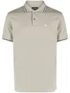 Emporio Armani Logo Cotton Polo Shirt In Grey